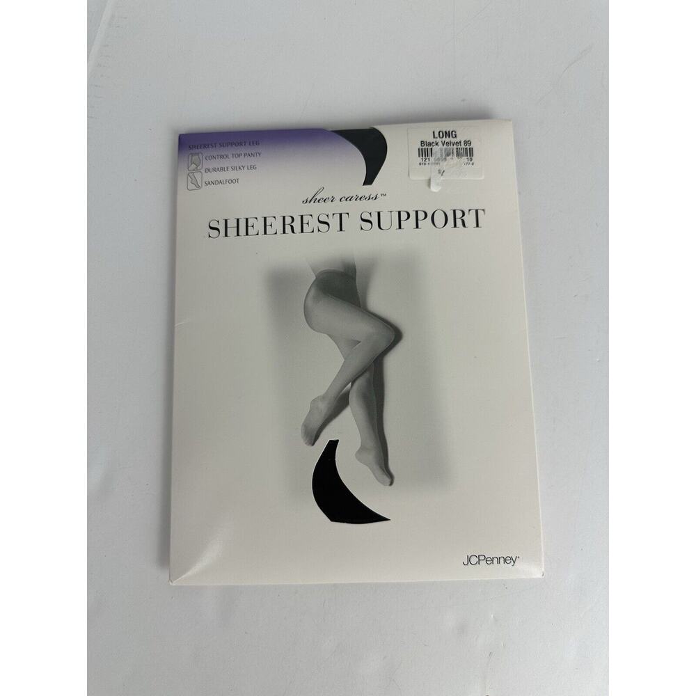 Worthington Sheer Caress Silky Sheer Control Top Pantyhose Black Velvet - Long